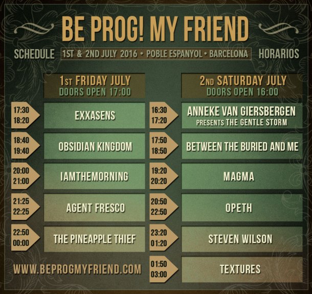 BE PROG! MY FRIEND 2016 horarios